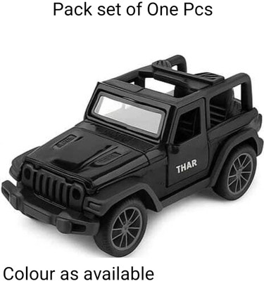 Gemini nine Pull Back and Go Metal Die Cast 1:36 Openable door Thar Jeep(Black, Green, Orange, White, Pack of: 1)