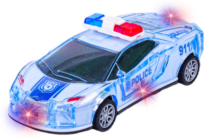WISHKEY Battery Operated Friction Power Push and Go Police Car Toy with Lights and Music(White, Pack of: 1)