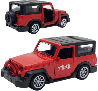 AK TOYS 1:32 Scale Diecast Metal Thar Jeep Toy Car (Open Door, Pull Back, Light & Sound)(Red, Pack of: 1)