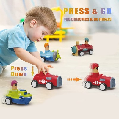 PINQUE Push and Go Racer Car Plane Boat Train Pull Back Vehicle Wind Up Toy For Kids(Multicolor)