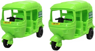 neoinsta shopping Medium size friction powered plastic auto rickshaw 3 wheeler toy(Green, Pack of: 2)