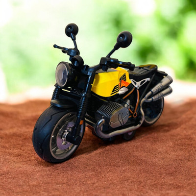 kuddlekart Die-Cast Replica Of Royal Enfield Motorcycle Toy Bike Scale Pull Back Model(Yellow, Pack of: 1)