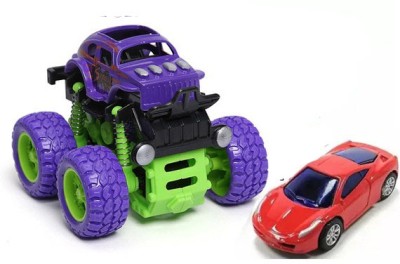 CASADOMANI Mini Monster Trucks Friction Powered Stunt Cars for Kids Action Toys Sports Toys(Purple, Pack of: 1)