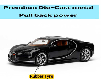 Joynest Bugatti Car Diecast Toy – Premium Metal Body, Openable Doors Pull Back Action'(Black, Pack of: 1)