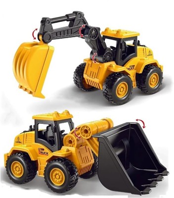 UKAXA Unbreakable JCB Excavator Bulldozer Construction Vehicle Toy For 2 Year Boy Girl(Multicolor, Pack of: 2)