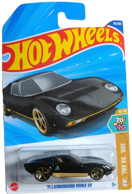 HOT WHEELS C4982 HW 71 LAMBORGHINIE MIURA DIE CAST TOY CAR MAINLINE J CASE(Black, Pack of: 1)