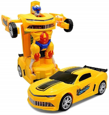 NIYAMAT Robot Car for Kids Bump & Go Action 2 in 1 Robot Car Toy with 3DLights and Music(Yellow, Pack of: 1)