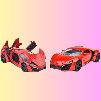 DRELL Hypersport 1:32 Die-Cast Car – Pull Back, Light & Sound, Opening Doors(Red)