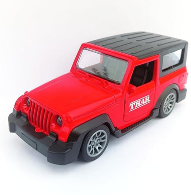 MOVE TOYS Metal Toy Car 1:32 Scale DieCast Model Thar/Jeep Pull-Back Light & Sound (Red)(Red, Pack of: 1)