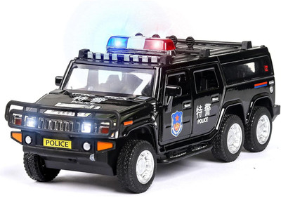 Akvanar 1:32 Hummer Police Metal Diecast Model Alloy Six-Wheel Pull Back Car Sound Light(Multicolor, Pack of: 1)
