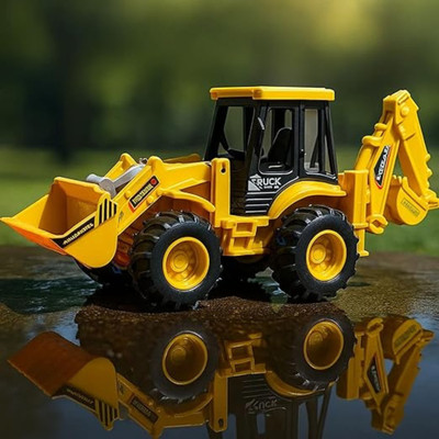 MOVE TOYS 1-Pcs 2in1 Unbreakable Pull Back JCB Construction Loader Truck Vehicle Toy(Yellow, Pack of: 1)