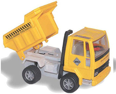 YAAH CREATION Plastic dmpr truck with lever toopen box,without battery,pullback action(Multicolor, Pack of: 1)
