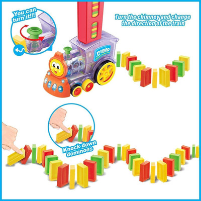 Pepstter Train Toy, Domino Blocks Set for Kid LSet for 3-7 ight & Sound Stackings 60 Pcs(Multicolor)