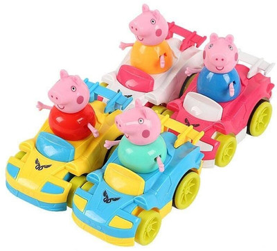 Nexteesh Peppa pig frictional vehical 4 Pc set for kids(Multicolor, Pack of: 4)