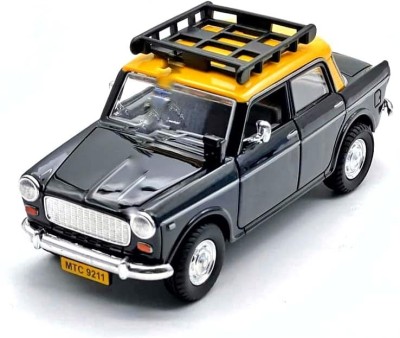 centy toys archit Queen 70 Taxi Fiat padmini toy car for kids Pull back Size 13cm Door openable(Black, Pack of: 1)