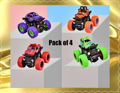 Shivsoft Cars Toys for Boys Mini Monster Trucks 4wd Friction Powered Cars for KidsN433(Multicolor, Pack of: 4)