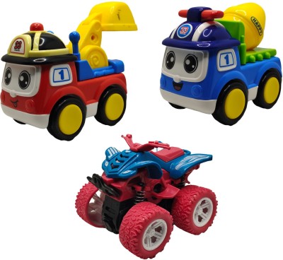 Vaniha Unbreakable Four-Wheel Drive Friction Powered Diecast Toy Set-K20(Multicolor, Pack of: 3)