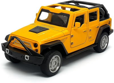 Kidiverse Die-Cast Metal Car for Kids Realistic Pull Back Toy Car with Openable Doors(Yellow, Pack of: 1)