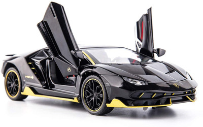 MOOBOO Lamborghini Car 1.32 SCALE Die-cast Metal Car & Openable Doors/Sound/Light(Black, Pack of: 1)