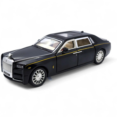 The Flyer's Bay 1:32 Scale DieCast Metal Pull-Back and Openable Doors Rolls-Royce Car Toy(Black)