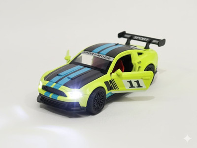 kidcraze Mustang-GT Die Cast Metal Sports Car - Openable Door light & music(greenblue, Pack of: 1)