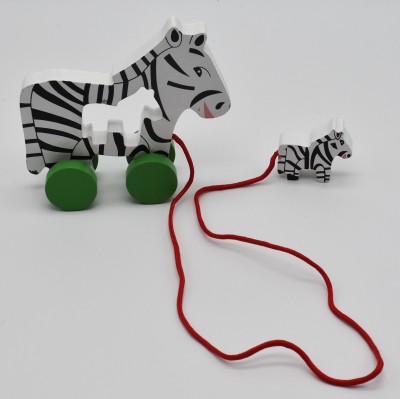 justhandmade Wooden Animal Pull Along Toy for Kids - Indoor Game(White, Black, Pack of: 1)