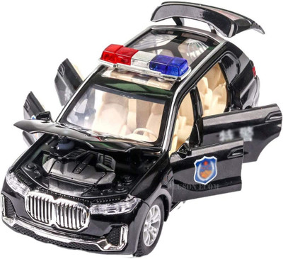 DEUSON ECOM 1:32 Diecast Police Alloy Metal Pull Back Die-Cast Model Pullback Sound & Light.(Black, Pack of: 1)