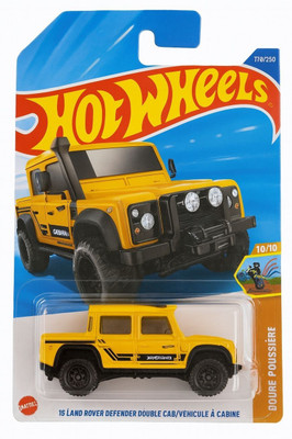 HOT WHEELS PCASE 15 LANDROVER DEFENDER DOUBLE CAB 10/10 DIE CAST TOY CAR 2025(Yellow, Pack of: 1)