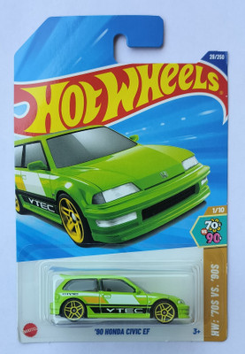HOT WHEELS C4982 HW 70S VS 90S 1/10 90HONDA CIVIC EF TOY CAR(Green, Pack of: 1)