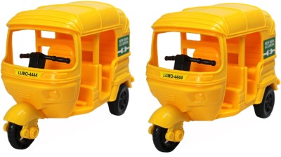 neoinsta shopping Medium size friction powered plastic auto rickshaw 3 wheeler toy For Kids(Yellow, Pack of: 2)