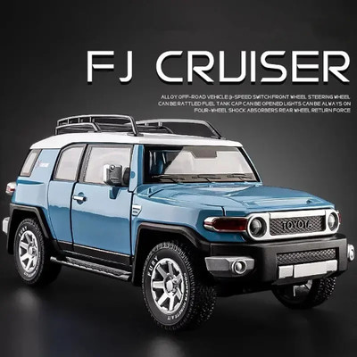 COELON 1:24 Model Metal Car FJ Cruiser Toyo-ta Toy Diecast Car Light Sound Pull Back(Blue, Pack of: 1)