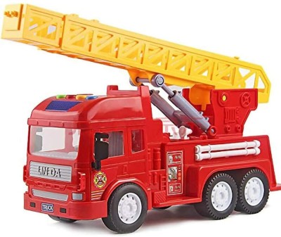 DEUSON ECOM Fire Rescue Crane Truck Friction Powered Toy Light Pull Back Vehicle for Kids(Multicolor, Pack of: 1)