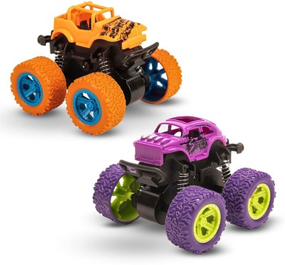 KOBBET Mini Monster Friction Power Truck Pack of 2 Kids | 360° Drift Stunt Car | Push &(Go Forward |Vehicle Racing Cars | Off-Road Toy Car | Best Birthday Gift for kids, Pack of: 2)