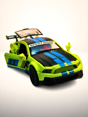 satgeet collection Green Mustang Die-Cast Pull Back Car – 1:32 Scale(NEON, Pack of: 1)