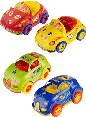 GOYAL TOYS Friction Powered Plastic Green And Blue Car & Red And Yellow Car Toys Combo Set(Multicolor, Pack of: 4)