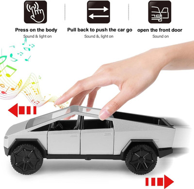 INOS 1:36 Tesla Cyber truck Alloy Car Model Diecast Vehicles Toy Car Sound and Light(Silver, Pack of: 1)