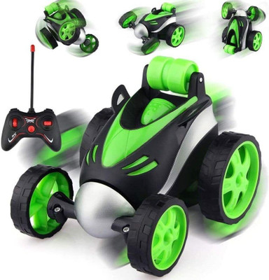 Space Age 360°Rotating & Rolling Rechargeable Stunt Remote Control Racing Car Green(Green, Pack of: 1)
