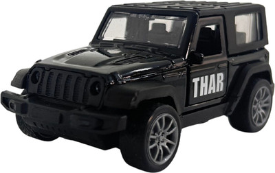 Summer Trails Die-cast Metal Thar with pull back function | Scale 1:32 |(Black, Pack of: 1)