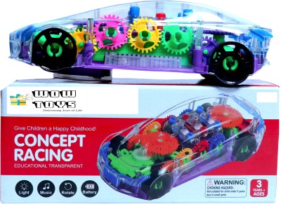WOW toys Transparent Gear car|| 3D Concept Super Car with 3D Lights & Sound Toy for Kids(Multicolor, Pack of: 1)