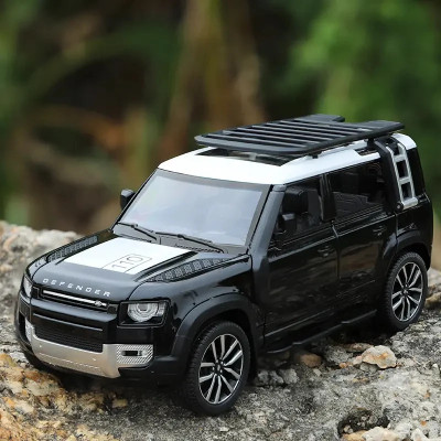 Toybot 1:32 Scale Die-Cast Land Rover Defender Car - Openable Door & Hood, Pullback(Black)