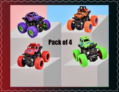 Shivsoft Cars Toys for Boys Mini Monster Trucks 4wd Friction Powered Cars for KidsN519(Multicolor, Pack of: 4)