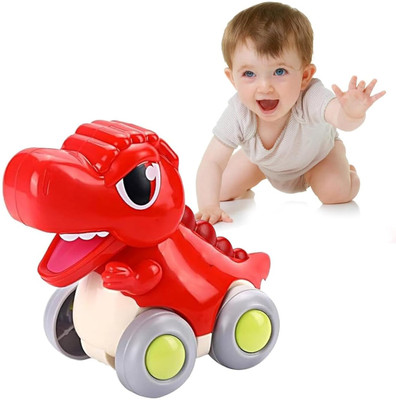 KD SAPRA Dinosaur Mini Racing Whistle Car for Toddlers,Push & Go with Whistle Music(Red, Pack of: 1)