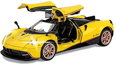 AHTUW 1:24 Pagani HUARIYA Alloy Metal Pull Back Die-cast Car Model with Sound Light(Yellow)