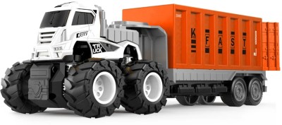 UKAXA 143 4WD Transport Big Truck Diecast Alloy Toys with Friction Powered Toy For Boy(Orange, Pack of: 1)