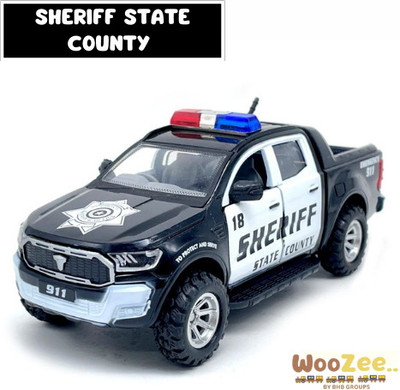 centy SHERIFF STATE COUNTY EMERGENCY SQUAD POLICE CAR WITH OPENABLE DOOR AND TAILGATE(Black, Pack of: 1)