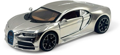 atozyy Bugatti Chiron 1:32 Diecast Metal Toy Car Pull Back with Lights & Sound(Silver, Pack of: 1)