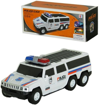 GoBaby 360 Degree Rotating Musical Dancing Police Car Toy with Lights(White)