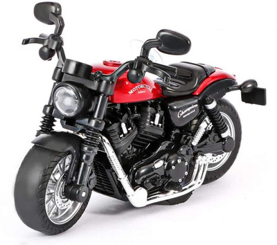 PEZYOX 1:14 Scale Cruiser Motorcycle with Moving Handle & Pull Back Action(Red, Pack of: 1)