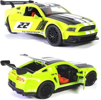 Toybot 1:36 Scale Die-Cast Mustang GT Sports Car - Openable Door & Hood, Pullback(Green)