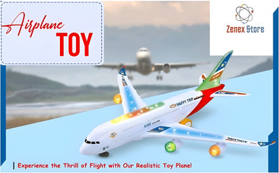 Zenex store Airplane Bump and Go Action, Plane with LED Flashing Lights and Sounds for Kids(White, Pack of: 1)